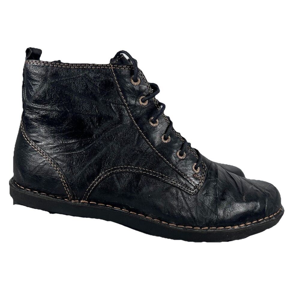 Clarks Nikki North Black Leather Lace Up Ankle Boots Shoes Women's Size 8.5 Wide